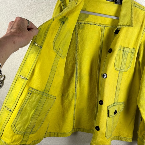 North Crest Women’s Sz Medium farm 90’s Y2K neon denim chore jacket barn jacket - Picture 5 of 7